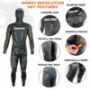 Moray 5mm 2 piece Spearfishing Duraprene Wetsuit - Black 